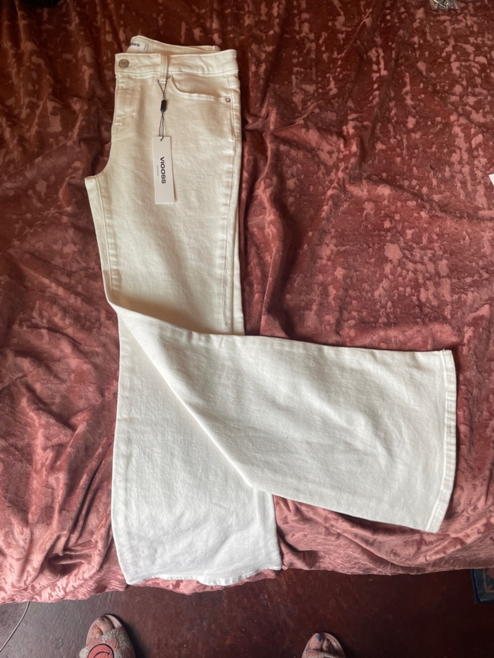 Vigoss Off-White Wide-Leg Flare Jeans
